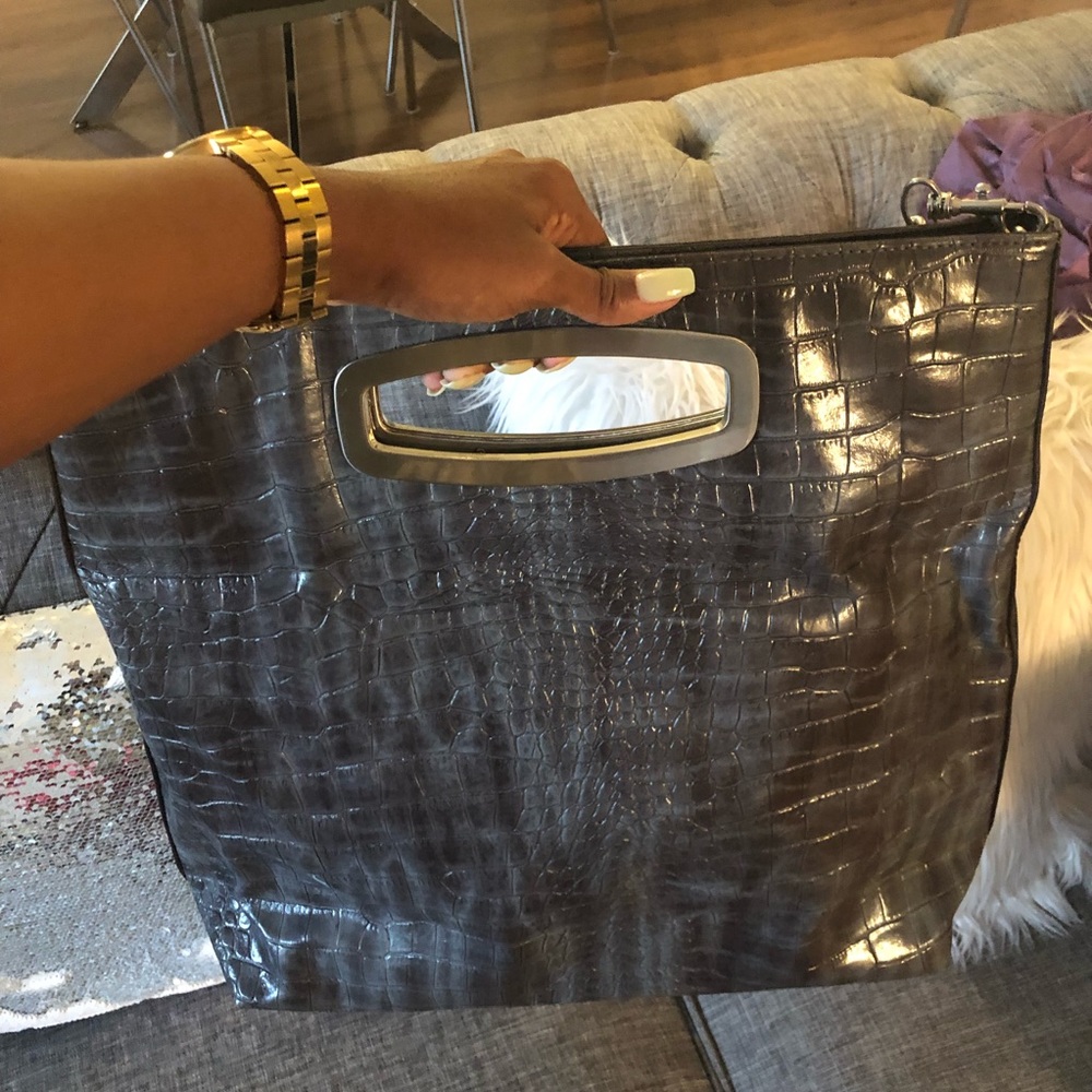 Grey Snakeskin Liz Claiborne Large Purse Clutch
